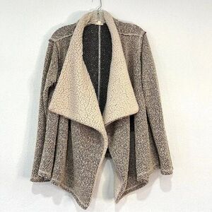 Hem & Thread Womens Beige Sherpa Jacket/Cardigan Size Large